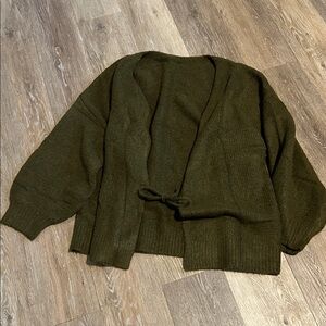Olive Green Open Front Cardigan